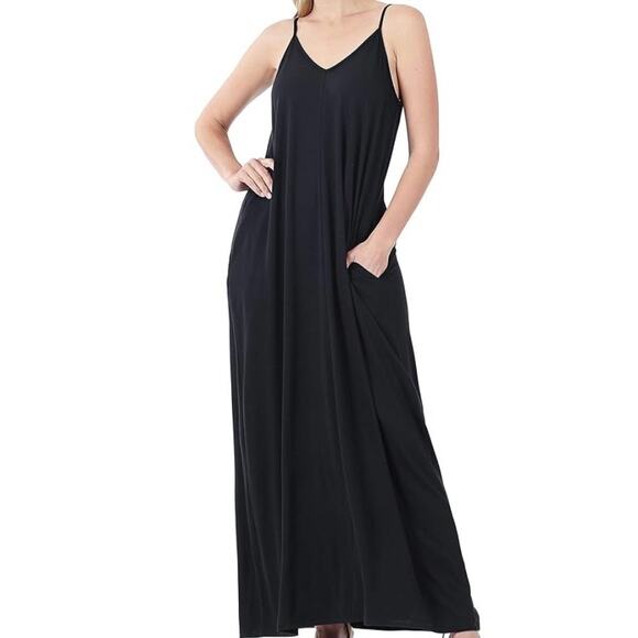 Zenana Navy Blue Maxi Dress with Adjustable Straps size XL - Picture 1 of 6